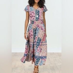 Matilda Jane Pink and Blue Patchwork Maxi Dress